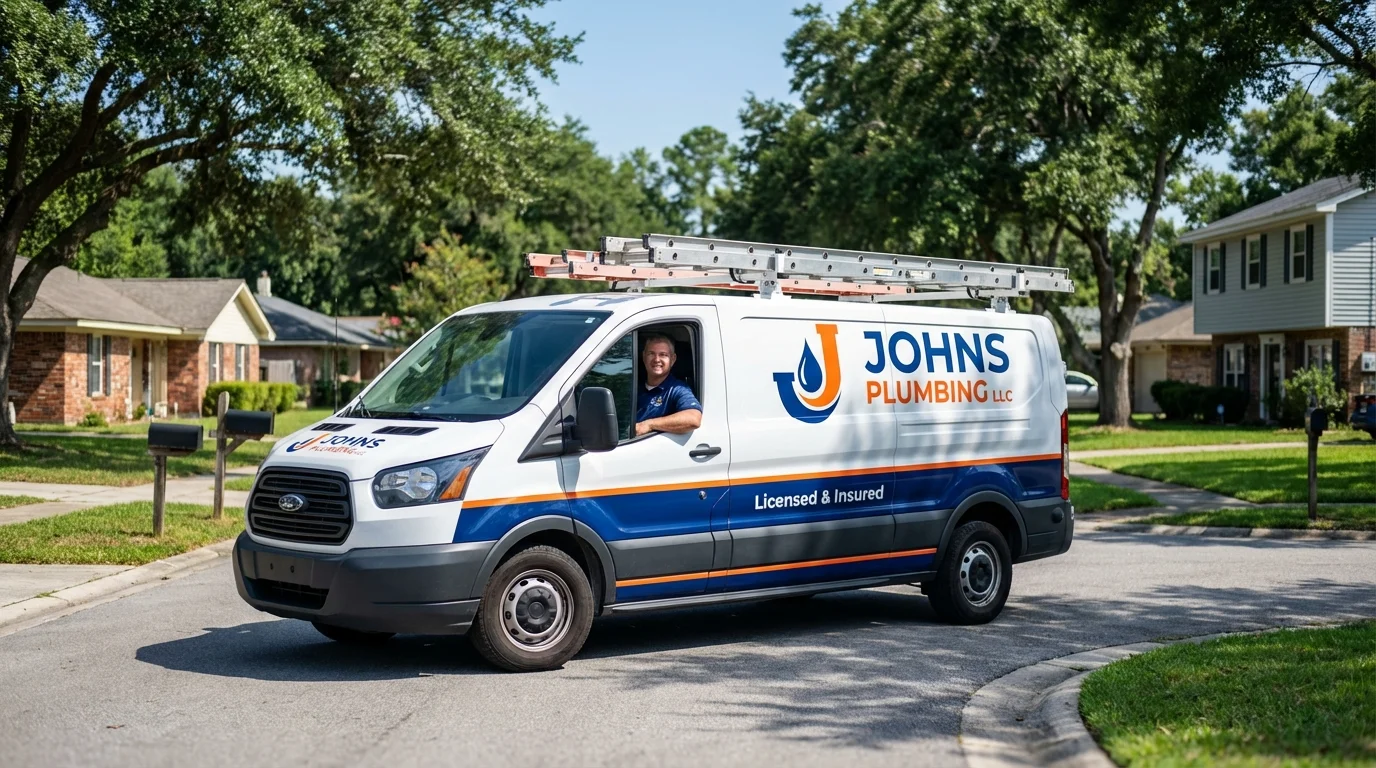 Johns Plumbing LLC service van in La Verne, CA