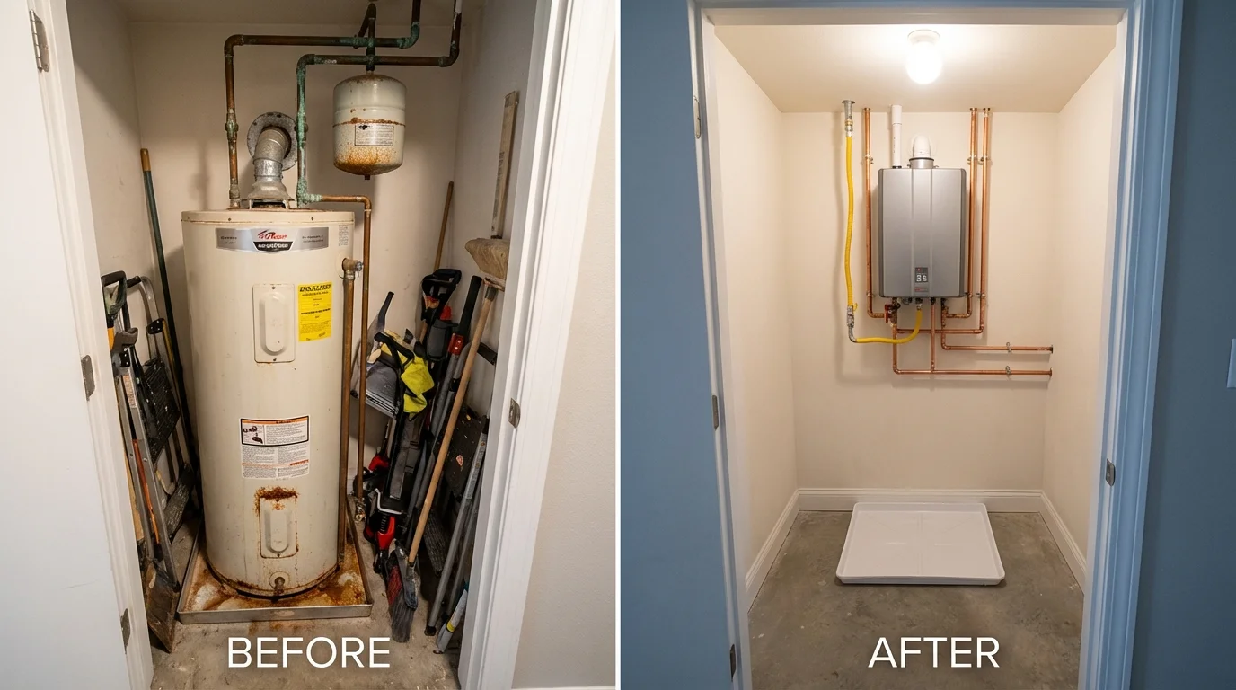 Tank water heater versus wall-mounted tankless unit comparison for La Verne, CA homeowners