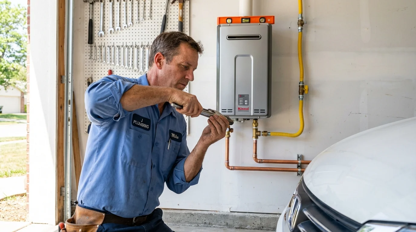 Tankless water heater installation by a Johns Plumbing LLC plumber in La Verne
